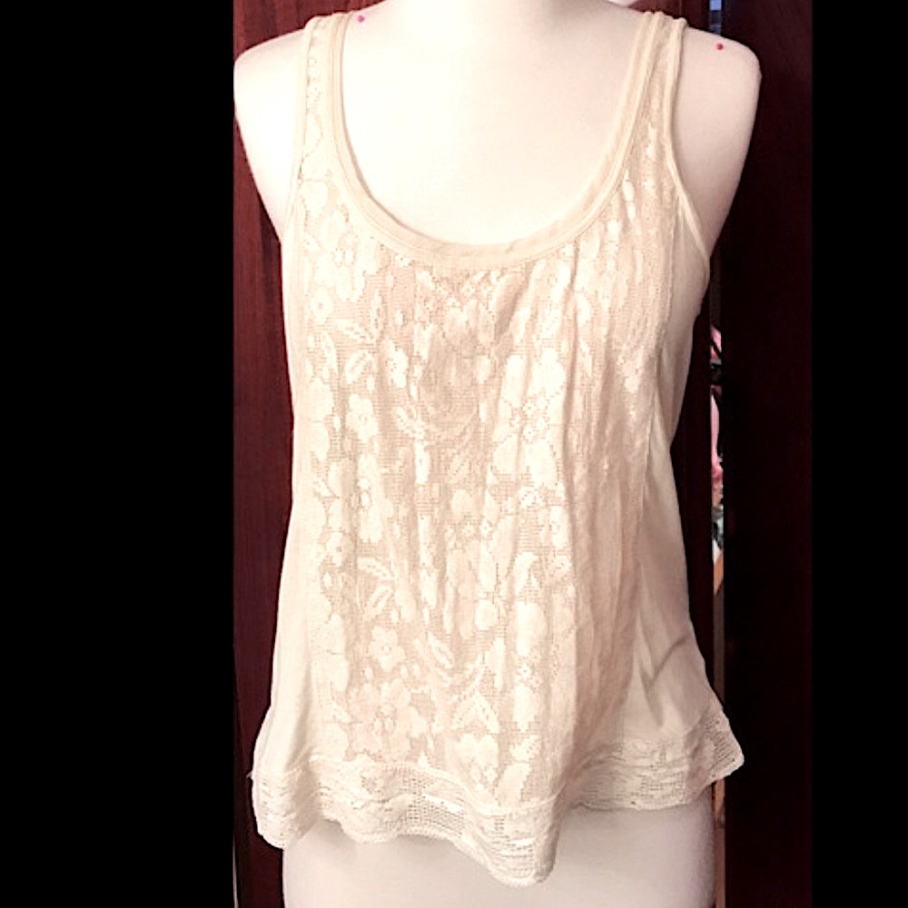 AEO Cream Lace Tank Top